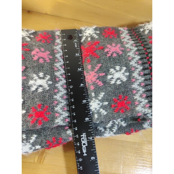 ROXY KNIT YARN ARGYLE Snowflake SCARF ACRYLIC Red Pink BLACK GREY WHITE ~6x56" - Picture 5 of 5